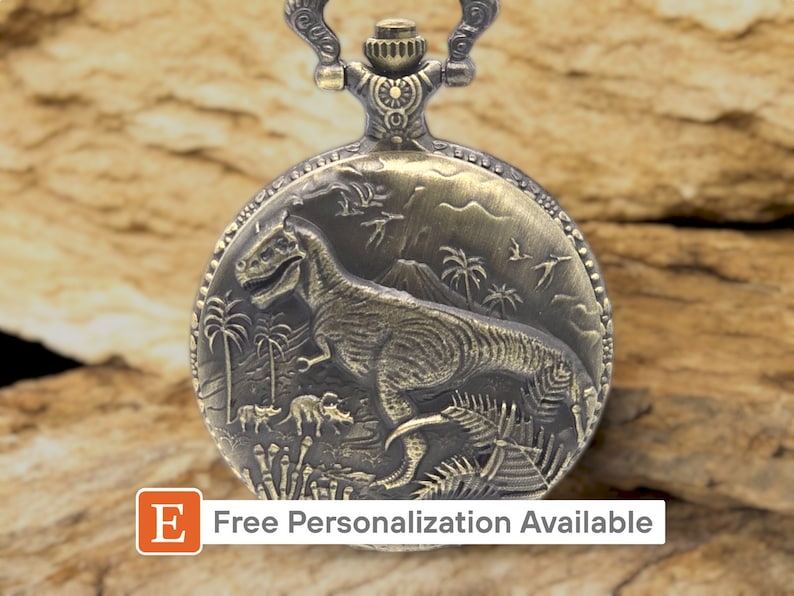 Dinosaur Pocket Watch T-rex Gift Dino Fans Prehistoric Theme NEW ...