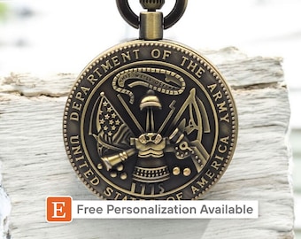 Army Taschenuhr NEUES Geschenk Vintage Look USA Militär US Militär Taschenuhr Held veteranischer Andenken Personalisierter Sammler