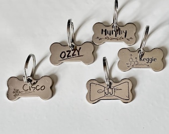 Stainless Steel Laser Engraved Pet Tag, Custom Dog ID Tag, Personalized Pet Accessories, Dog Collar Charm Gift