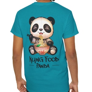 Panda Eating Ramen Camisa inspirada en dibujos animados, Diseño gráfico, Regalo de cumpleaños o Navidad, Camiseta de algodón pesado