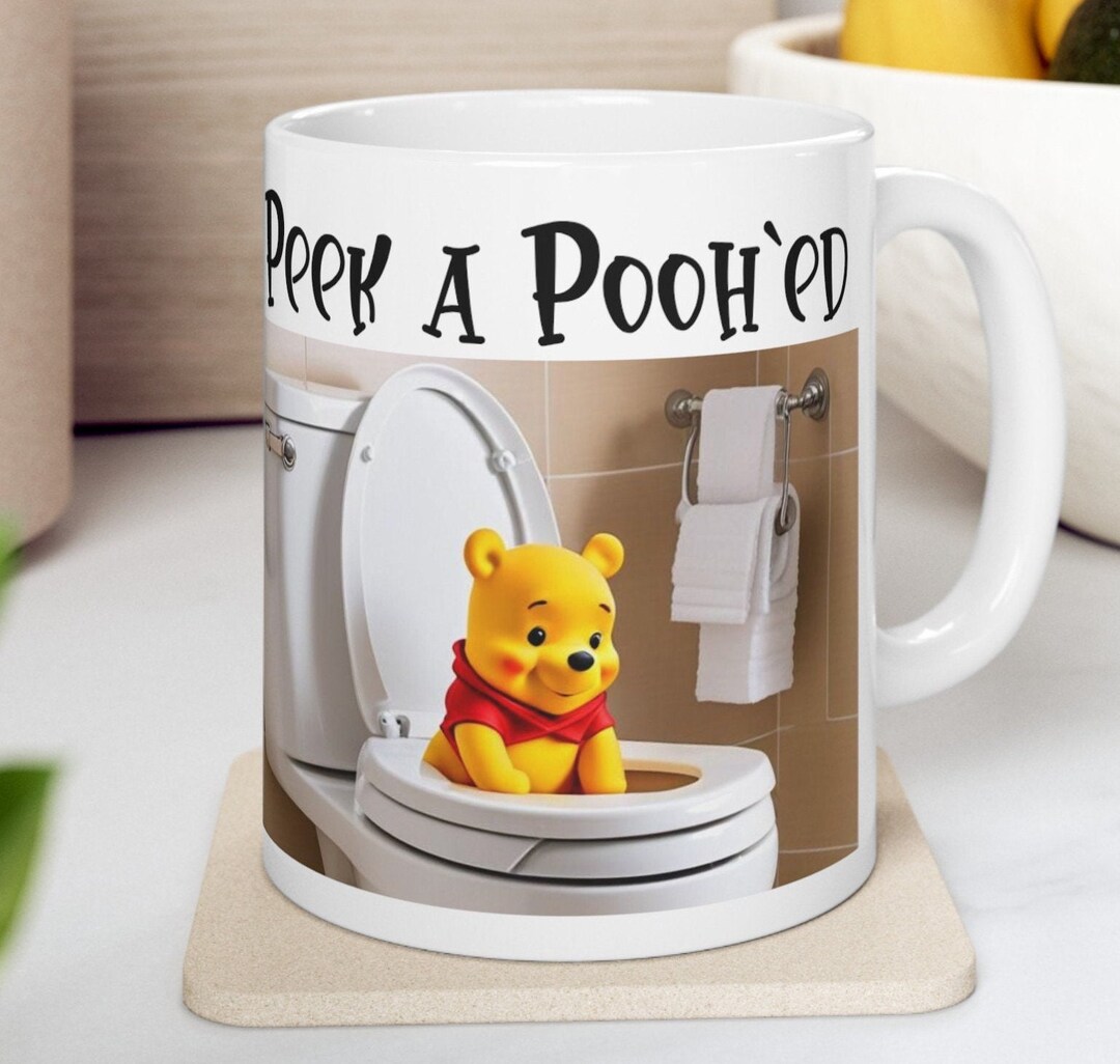 Pooh Graphic Ceramic Mug: Peek a Pooh'ed Design - Etsy