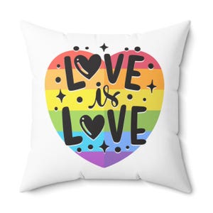 Love is Love Rainbow LGBTIQA - Square Pillow (Size: 14&quot;x14&quot;)