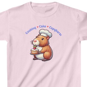 Cooking, Cake and Capybara Kids Graphic Shirt Unisex Design - Children&#39;s Tshirt - Heavy Cotton Tee