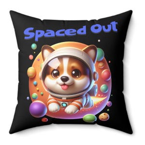 Almohada cuadrada con forma de cachorro astronauta: un gran regalo para los entusiastas del espacio (tamaño: 14" x 14")