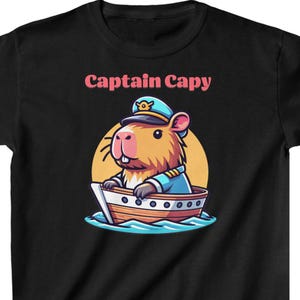 Captain Capybara tee, Kids short sleeve Shirt, gifts for kids