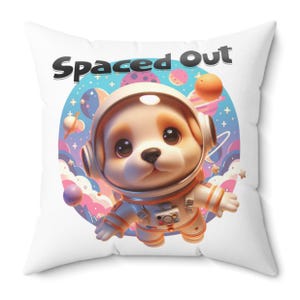 Almohada cuadrada con diseño de astronauta labrador: un gran regalo para los entusiastas del espacio (tamaño: 14" x 14")