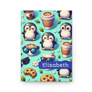 Personalized Journal, Penguin design notebook with matte finish