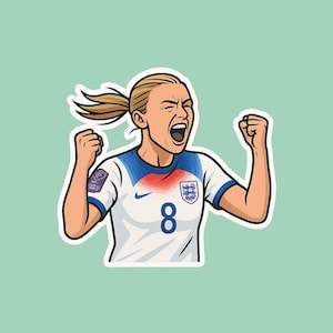 Leah Williamson Sticker – Frauenfußball Aufkleber – Lionesses & FC Arsenal Fanartikel – Wasserfest und Hochwertig – Fußballerin Deko