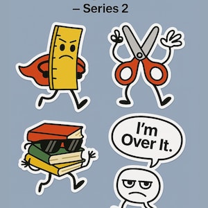 The Object Club – Series 2 Die-Cut Sticker Pack – Funny Vinyl Stickers for Kids & Middle Schoolers – Back to School Gift – Ruler, Books