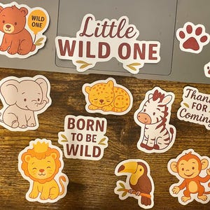 Little Wild One Safari Gestanzte Aufkleber - Dschungel Babyparty oder Erster Geburtstag Tischstreu & Gastgeschenke - Große Konfetti Aufkleber