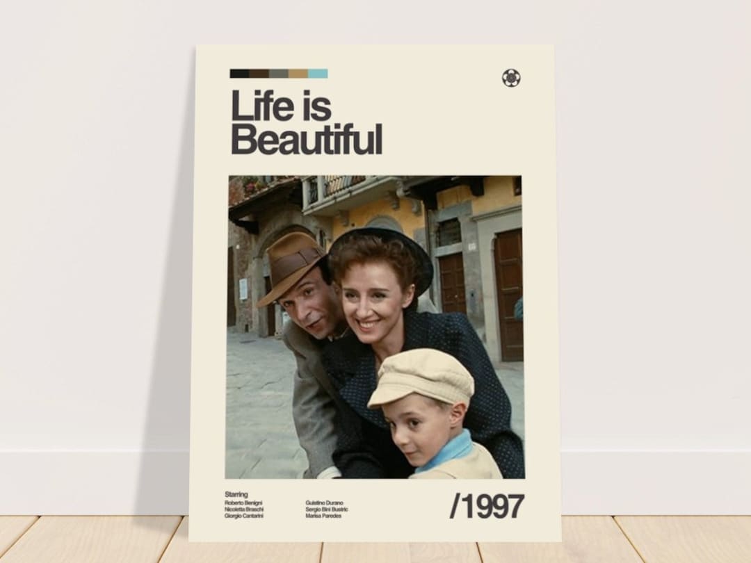 Life is Beautiful Retro Movie Poster Print Mid-century Modern Wall ...