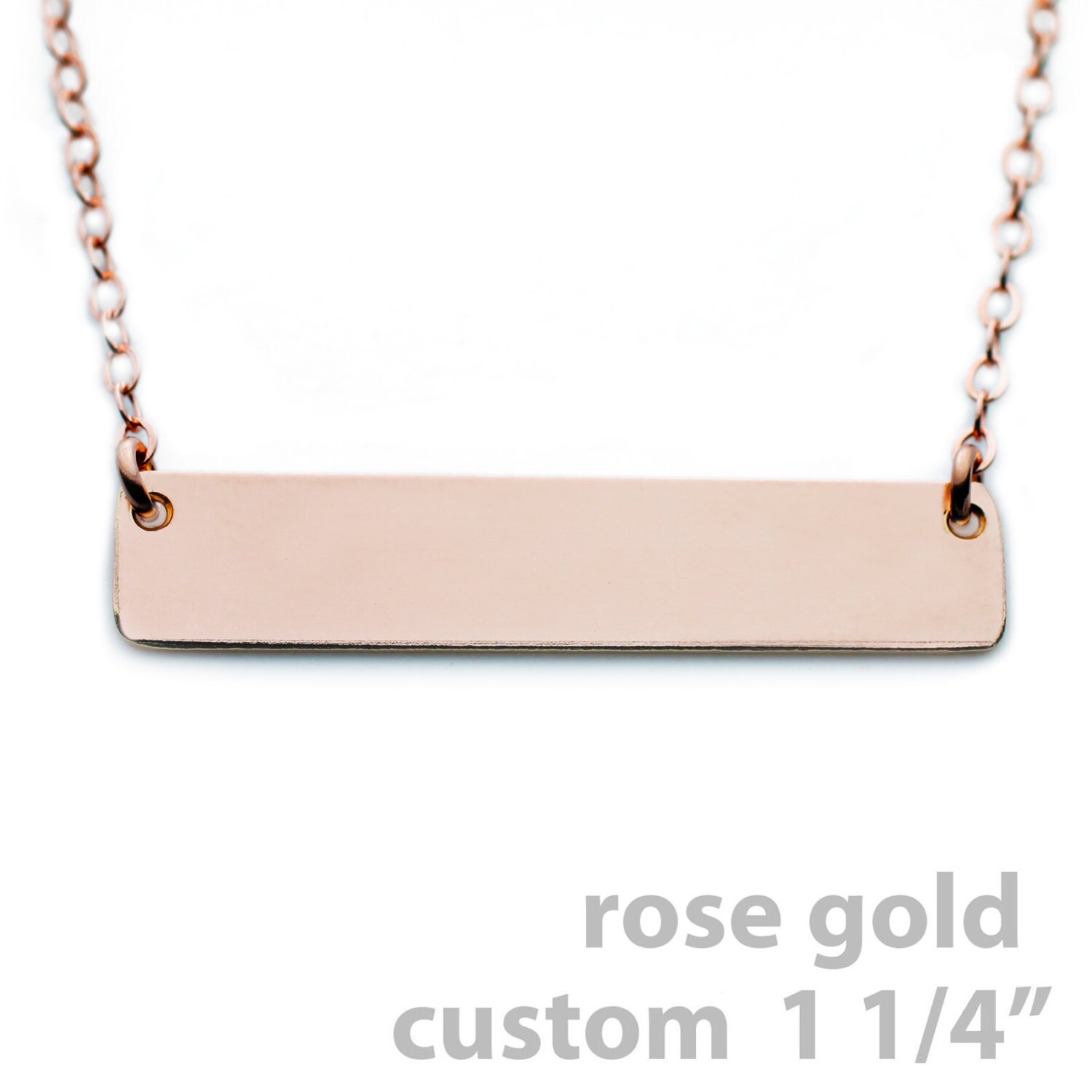 Custom Nameplate Necklace Rose Gold Name Plate Necklace 1 Etsy