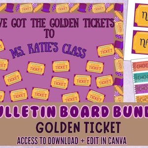 Goldenes Ticket-Bulletin-Board-Bundle | Süße Versuchungen Klasse Dekor | Goldenes Ticket für ein großartiges Jahr | Süßigkeit und Schokolade Thema Lehrerin
