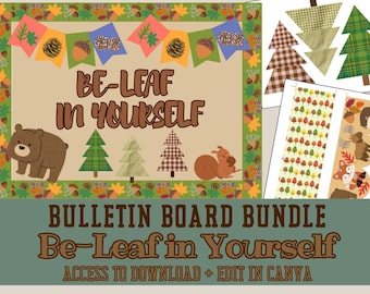 Bundel Be-Leaf in Yourself bulletinboard | Buitenthema kamperen natuur | Hulpbronnen voor docenten | Prikbord Forest Camping