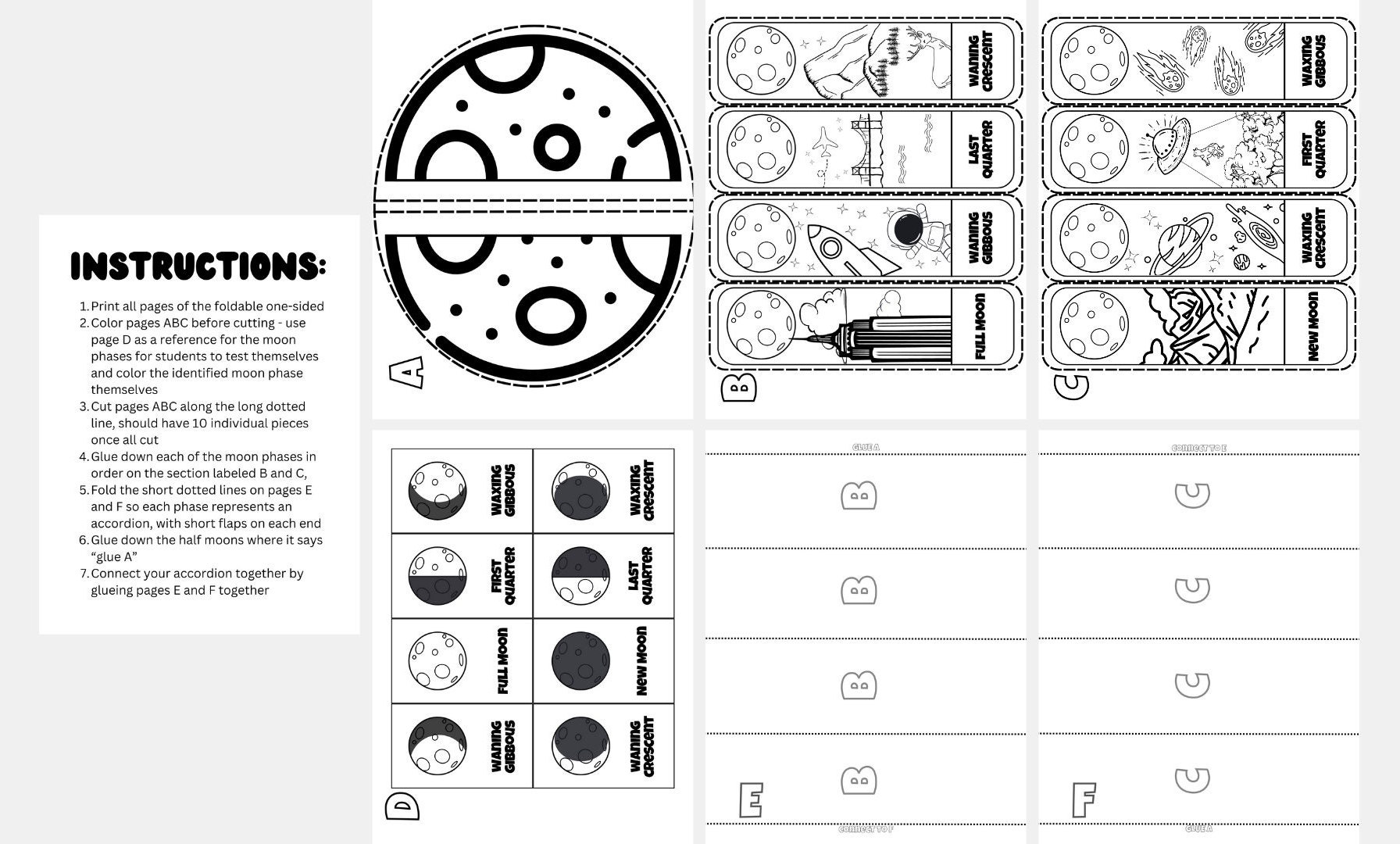 Moon Phase Accordion Activity | Foldable Fan | Student DIY | Outer ...