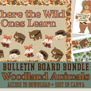Woodland Animals Bulletin Board Bundle | Camping Nature Outdoor Theme | Teacher Resources | Camping Class Bulletin | Bears Bulletin Board