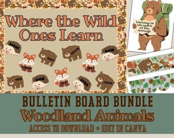 Woodland Animals Bulletin Board Bundle | Camping Nature Outdoor Theme | Teacher Resources | Camping Class Bulletin | Bears Bulletin Board
