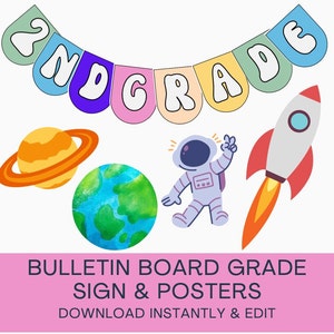 Grade Signs & Bulletin Board Posters - Space Explorer | Classroom Decor | Teacher Resources | Outer Space Theme | Astronaut Rocket Planets