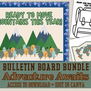 Adventure Awaits Bulletin Board Bundle | Camping Nature Outdoor Theme | Teacher Resources | Backpack Activity | Camping Class Bulletin Board