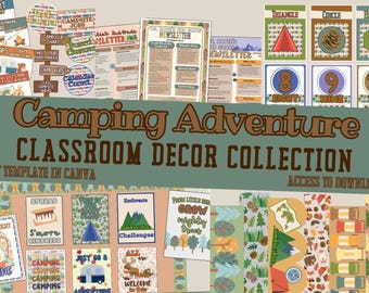 Camping Classroom Decor | Outdoor Campsite Teacher Resources, Organization & Class Display (Canva Template)