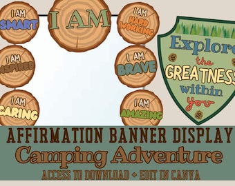 Affirmation Banner Display | Camping Adventure Classroom Decor | Camping Nature Outdoor Theme | Teacher Resource | Student Confidence