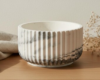 Black and White Marbled Fluted Trinket Bowl, Jewellery Dish