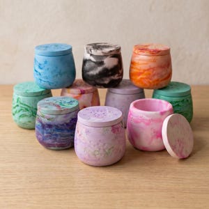 Star Jewellery Box with Lid, Celestial Trinket Pot, Handmade Marbled Ring Holder