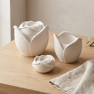 White Rose Jewellery Box with Decorative Tray, Trinket Pot Storage
