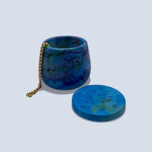 Star Jewellery Box with Lid, Celestial Trinket Pot, Handmade Marbled Ring Holder