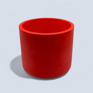 Large Handmade Round Red Planter - Vibrant Indoor Cylindrical Plant Pot
