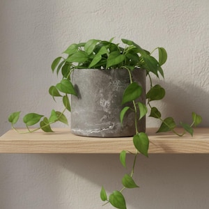 Large 15 cm Grey & White Marbled Plant Pot for Indoor Houseplants