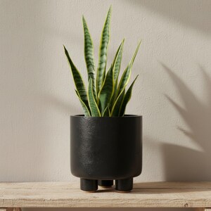 Cache-pot noir avec pieds de 15 cm, jardinière d'intérieur, pot de plante d'intérieur surélevé