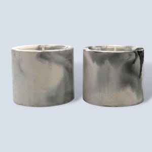 Set of 2 Candle Holders | Smoky Grey Marbled Modern Home Decor Small Tealight Container