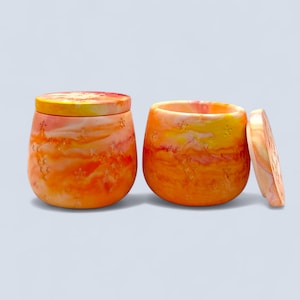 Autumn Sunrise Jewellery Box | Marbled Constellation Trinket Pot with Lid | Star Design, Celestial Decor
