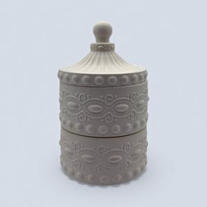 Handmade Two-Tiered White Trinket Pot | Ornate Stackable Jewellery Box | Lidded Storage for Keepsakes