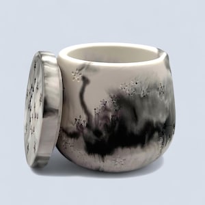Black and white marble effect constellation jewellery box | Star adorned jar | Lidded trinket pot