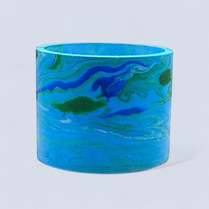 Handcrafted Seascape Planter: Marble-Effect Stone Cactus Succulent Container