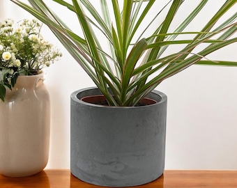 Handmade Large Concrete Plant Pot in Dark Grey - Industrial Chic Planter