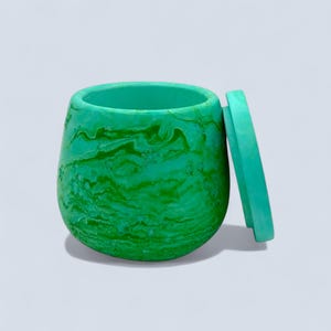 Green Marbled Star Trinket Pot with Lid - Constellation Home Decor Jewellery Box