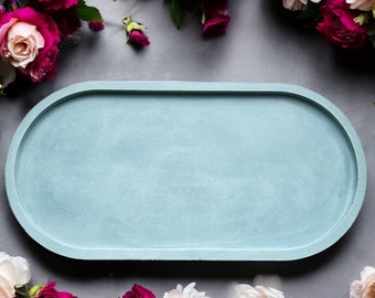 Concrete catchall tray, decorative industrial jewelry and key holder, versatile dish in various sizes