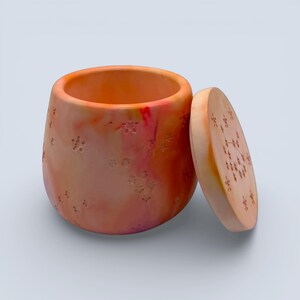 Pink Sunrise Jewellery Box- Red, Pink, Orange and Yellow Trinket Pot or Candle Jar