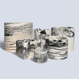 Marbled Plant Pot | White, Grey and Black Planter | Modern Cactus, Succulent Containers, Various Sizes