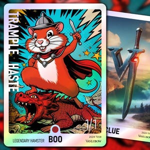 Boo Legendary Hamster (R 1/1 Trample Haste)  // Clue - Double Foil Token