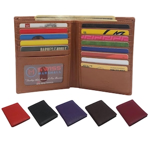 Cartera de cuero de primera calidad con protección RFID personalizada y plegable estilo hipster
