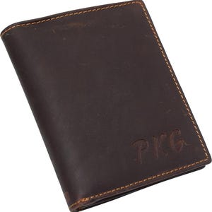Cartera de cuero vintage personalizada con bloqueo RFID, plegable, estilo hipster, para múltiples tarjetas de crédito y de identificación.