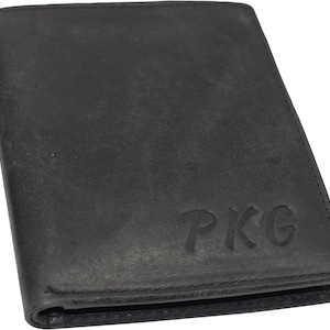 Cartera de identificación para hombre con iniciales personalizadas, de cuero estilo hipster Hunter, con bloqueo RFID, para tarjetas de crédito y documentos de identidad en euros.