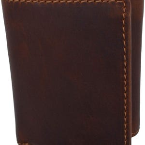 Cartera clásica de cuero vintage con bloqueo RFID para hombre, con iniciales personalizadas, para tarjetas de crédito y documentos de identidad.
