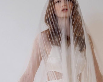 Pleated wedding veil 1 tier from soft tulle with comb