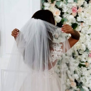 Bridal veil 1 tier from soft tulle for bridal  with comb