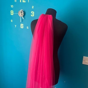 Hot pink veil single tier from soft tulle with comb
